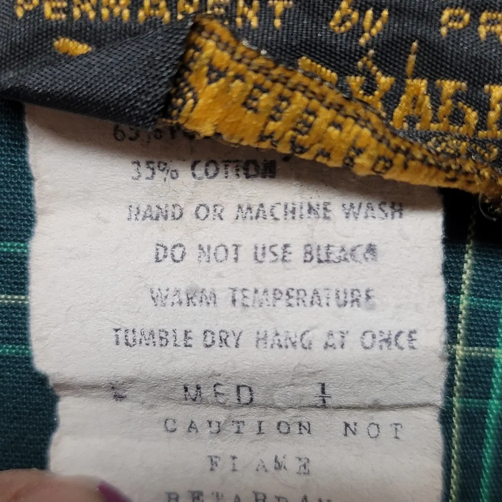 Vintage John Deere Snap Short Sleeve Green Plaid Shirt - Picture 7 of 9